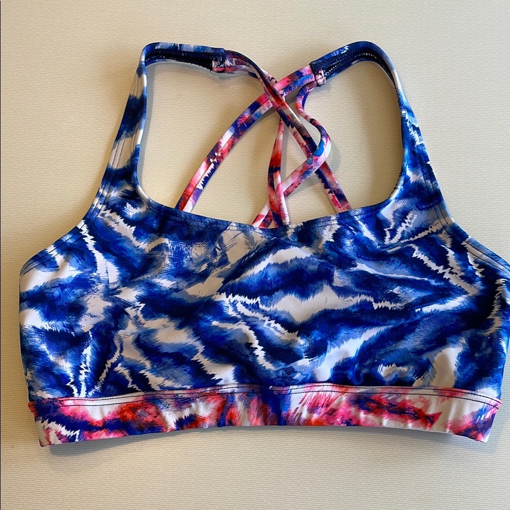 Women's Blue and Pink Sports Bra